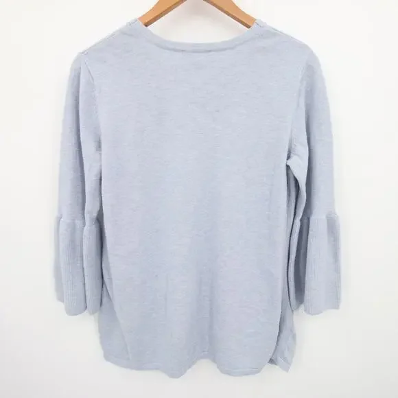 H by Halston Sweater Top Blue V Neck Bell Sleeve 3/4 Sleeve Blouse Casual Size M - Picture 11 of 11